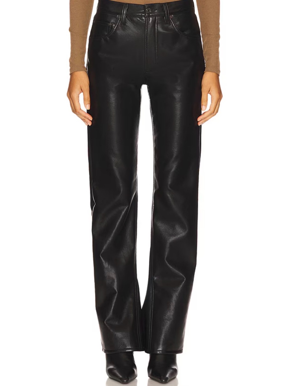 AGOLDE NWT Black Faux Leather Straight Leg Pants Size 30